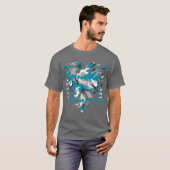 Blauer Camouflage-Albaner-Adler T-Shirt (Vorne ganz)