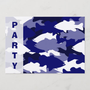 Blauer Camouflage Bassfang Einladung