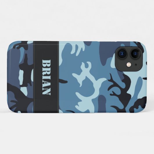 Blauer Camouflage Case-Mate iPhone Hülle (Rückseite (Horizontal))