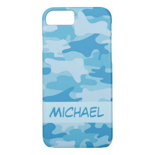 Blauer Camouflage-Tarnungs-Name personalisiert Case-Mate iPhone Hülle