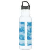 Blauer Camouflage-Tarnungs-Name personalisiert Trinkflasche (Rückseite)
