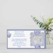 Blauer candystripe Rahmen danken Ihnen, vom Baby Dankeskarte (Stehend Vorderseite)