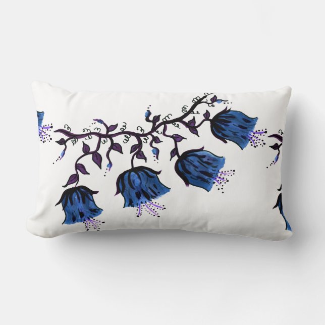 Blauer Canterbury Bells Blume Lumbar Pillow Lendenkissen (Vorderseite)
