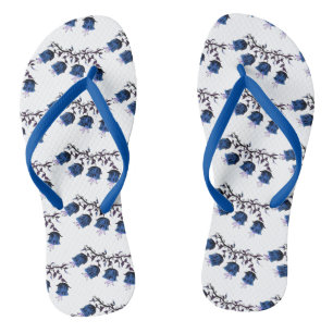 Blauer Canterbury Bells Erwachsene Flip Flops Slim Badesandalen