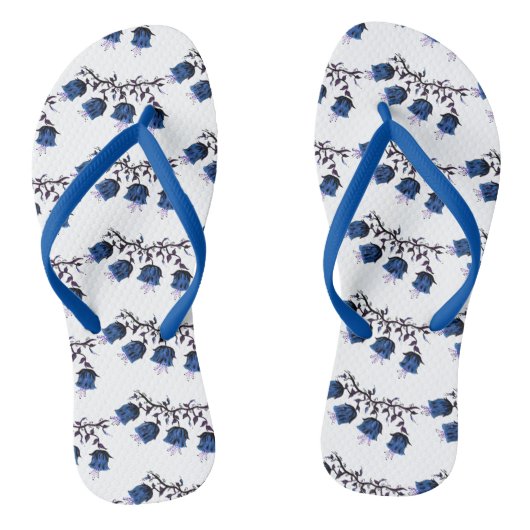 Blauer Canterbury Bells Erwachsene Flip Flops Slim Badesandalen (Fußbett)