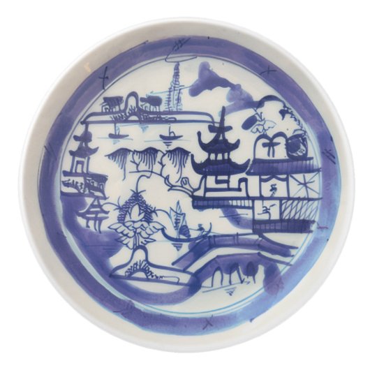 Blauer Canton-Knopf Keramikknauf (Vorderseite)