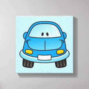 Blauer Cartoon-Auto Leinwanddruck