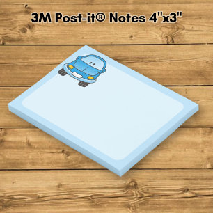 Blauer Cartoon-Auto Post-it Klebezettel