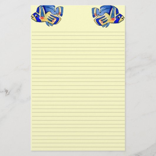 Blauer Cartoon Butterfly Fisch Briefpapier (Vorderseite)