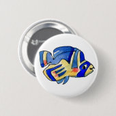 Blauer Cartoon Butterfly Fisch Button (Vorne & Hinten)