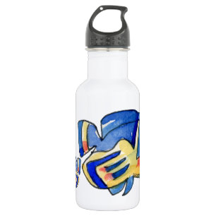 Blauer Cartoon Butterfly Fisch Edelstahlflasche