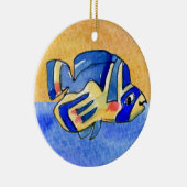 Blauer Cartoon Butterfly Fisch Keramikornament (Rechts)