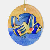 Blauer Cartoon Butterfly Fisch Keramikornament (Links)