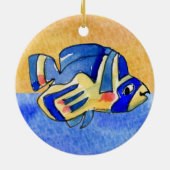 Blauer Cartoon Butterfly Fisch Keramikornament (Hinten)