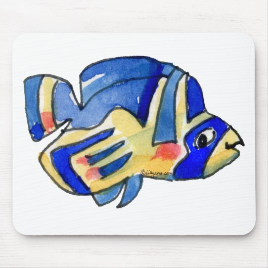 Blauer Cartoon Butterfly Fisch Mousepad (Vorne)