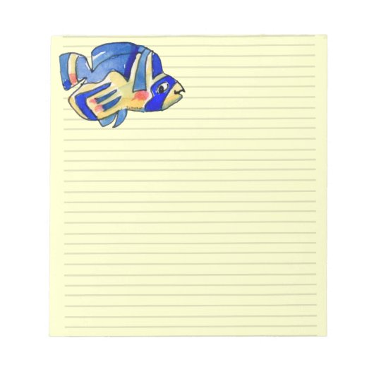 Blauer Cartoon Butterfly Fisch Notizblock (Vorderseite)