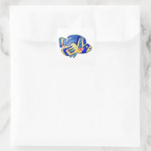 Blauer Cartoon Butterfly Fisch Quadratischer Aufkleber (Tasche)