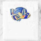 Blauer Cartoon Butterfly Fisch Rechteckiger Aufkleber (Tasche)