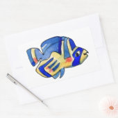 Blauer Cartoon Butterfly Fisch Rechteckiger Aufkleber (Umschlag)