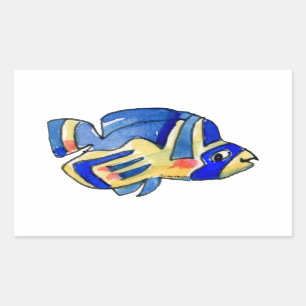 Blauer Cartoon Butterfly Fisch Rechteckiger Aufkleber