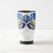 Blauer Cartoon Butterfly Fisch Reisebecher (Mittel)