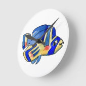 Blauer Cartoon Butterfly Fisch Runde Wanduhr (Winkel)