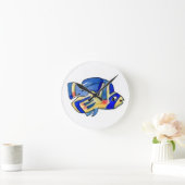 Blauer Cartoon Butterfly Fisch Runde Wanduhr (Zuhause)