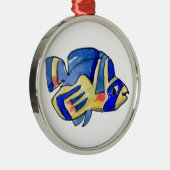 Blauer Cartoon Butterfly Fisch Silbernes Ornament (Rechts)