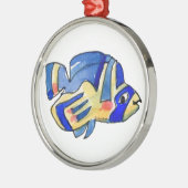 Blauer Cartoon Butterfly Fisch Silbernes Ornament (Links)