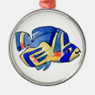 Blauer Cartoon Butterfly Fisch Silbernes Ornament