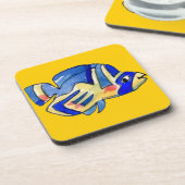 Blauer Cartoon Butterfly Fisch Untersetzer (Linke Seite)