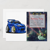 Blauer Cartoon für die Fahrzeuggeschwindigkeit - F Einladung (Vorne/Hinten)