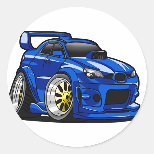 Blauer Cartoon für die Fahrzeuggeschwindigkeit - F Runder Aufkleber (Vorderseite)