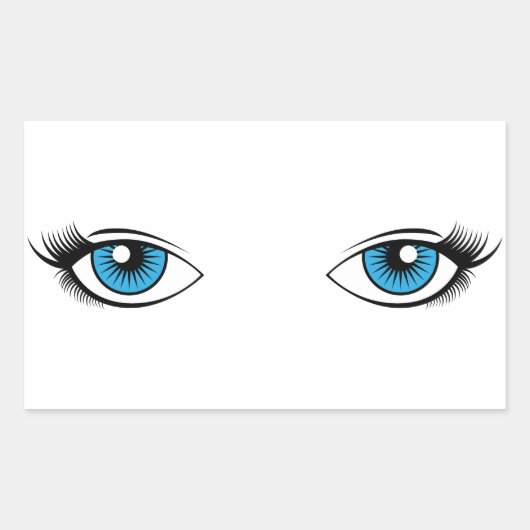 Blauer Cartoon für weibliche Augen Grafik Rechteckiger Aufkleber (Vorderseite)