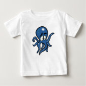 Blauer Cartoon Octopus Baby T-shirt (Vorderseite)