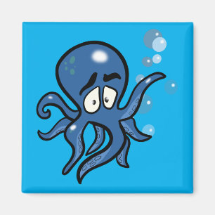 Blauer Cartoon Octopus Magnet