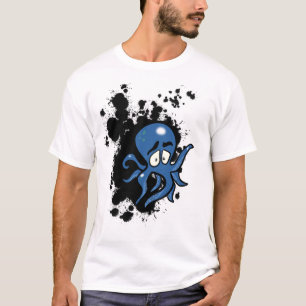 Blauer Cartoon Octopus T-Shirt