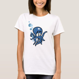 Blauer Cartoon Octopus T-Shirt