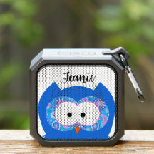 Blauer Cartoon Owl Head Personalisiert