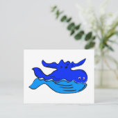 Blauer Cartoon Postkarte (Stehend Vorderseite)