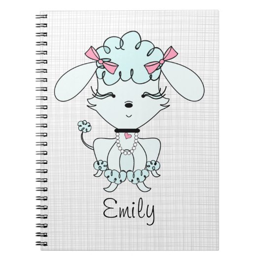 Blauer Cartoon-Pudel-personalisiertes Notizbuch Notizblock (Vorderseite)