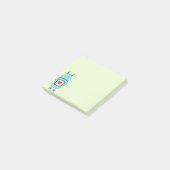 Blauer Cartoon-Roboter mit Herzen Post-it Klebezettel (angewinkelt)