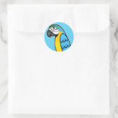 Blauer Cartoon Runder Aufkleber (Tasche)