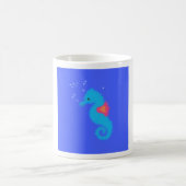 Blauer Cartoon-Seepferdchen Kaffeetasse (Mittel)