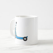 Blauer Cartoon-Tritt-/Stoß-Roller Kaffeetasse (Vorderseite Links)