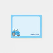 Blauer Cartoon-Wagen Post-it Klebezettel (Vorderseite)
