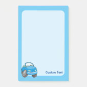 Blauer Cartoon-Wagen Post-it Klebezettel (Vorderseite)