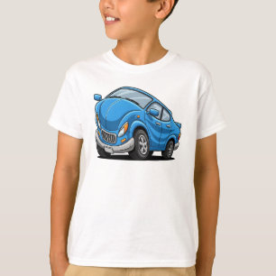 Blauer Cartoon-Wagen T-Shirt