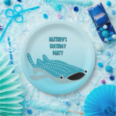 Blauer Cartoon Whale Shark Personalisiert Pappteller (Party)