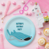 Blauer Cartoon Whale Shark Personalisiert Pappteller (Party)